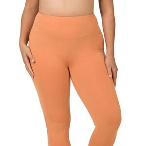 PLUS PREMIUM COTTON WIDE WAISTBAND LEGGINGS Butter Orange
